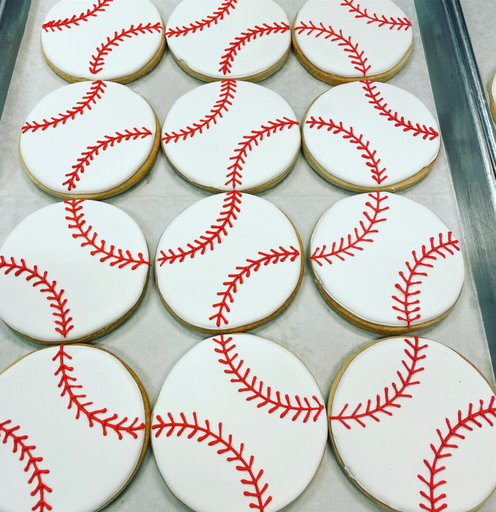 Baseball themed sugar cookies.